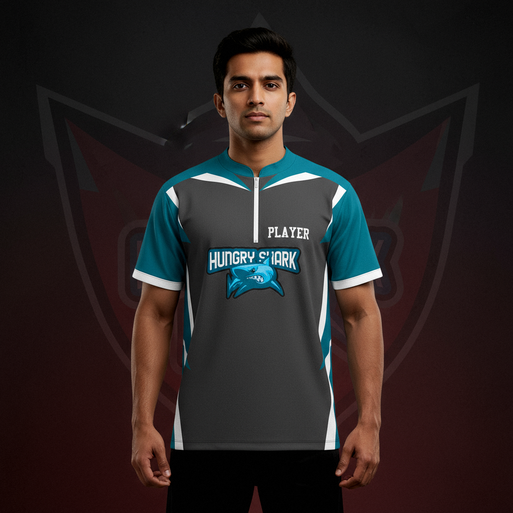 Hungry Shark Chinese Collar Tee