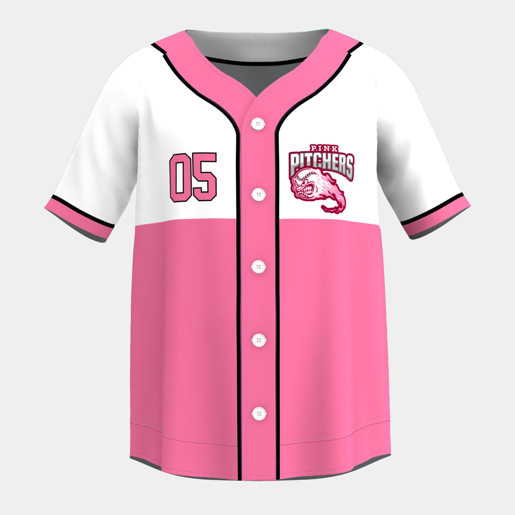 Pink Baseball Jersey with Piping by Kit Designer Pro