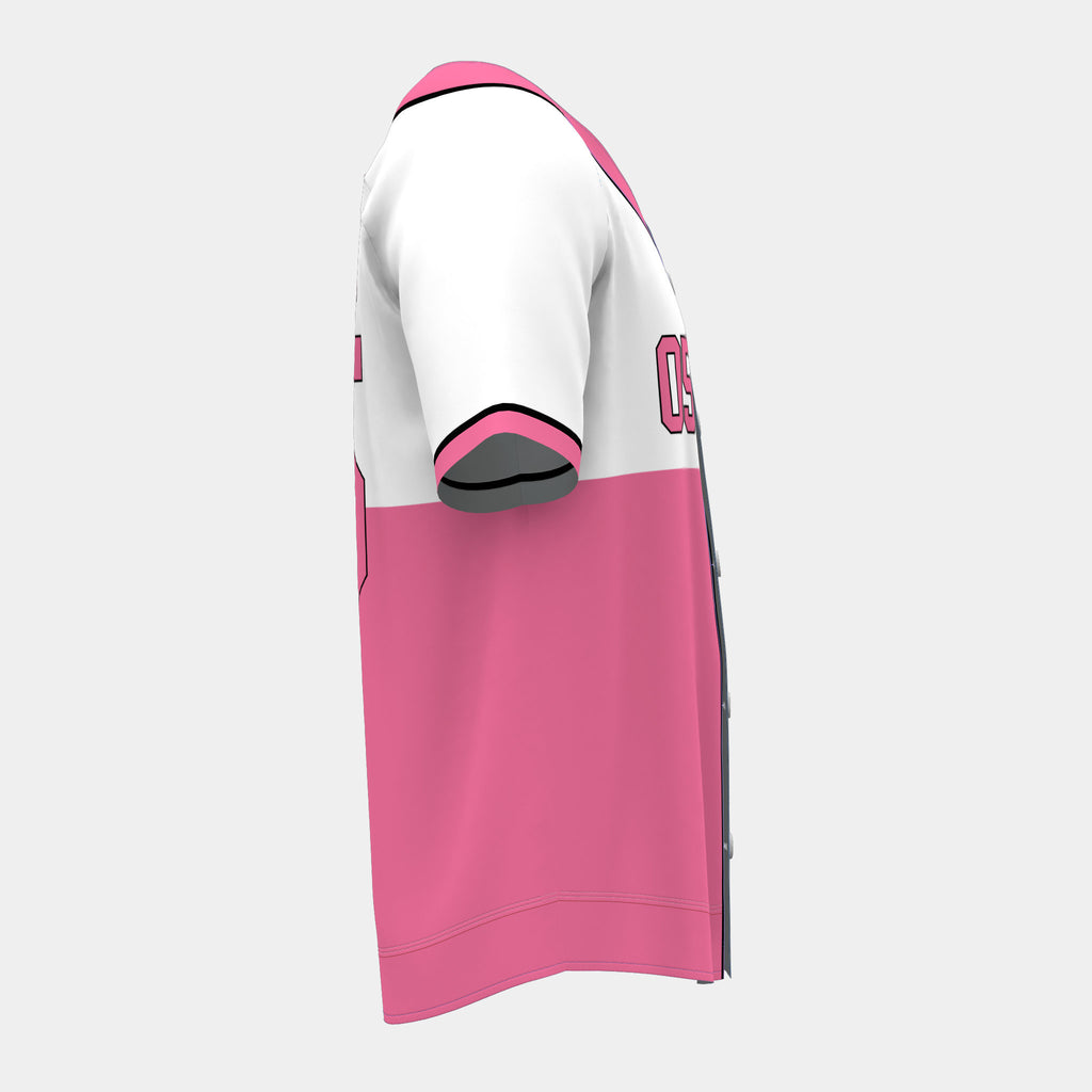 Pink Baseball Jersey with Piping by Kit Designer Pro
