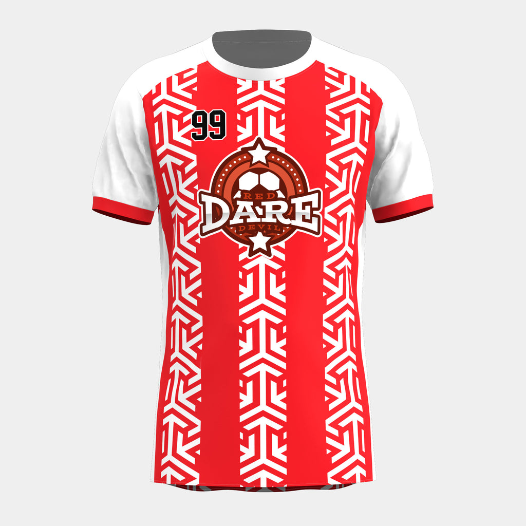 Red Dare Devil Soccer Shirt by Kit Designer Pro