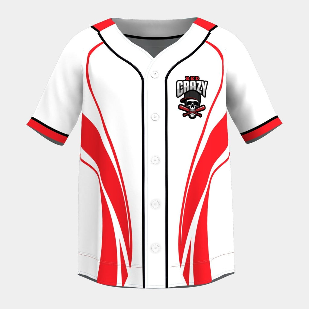 Red Flames Baseball Jersey with Piping - Kit Designer