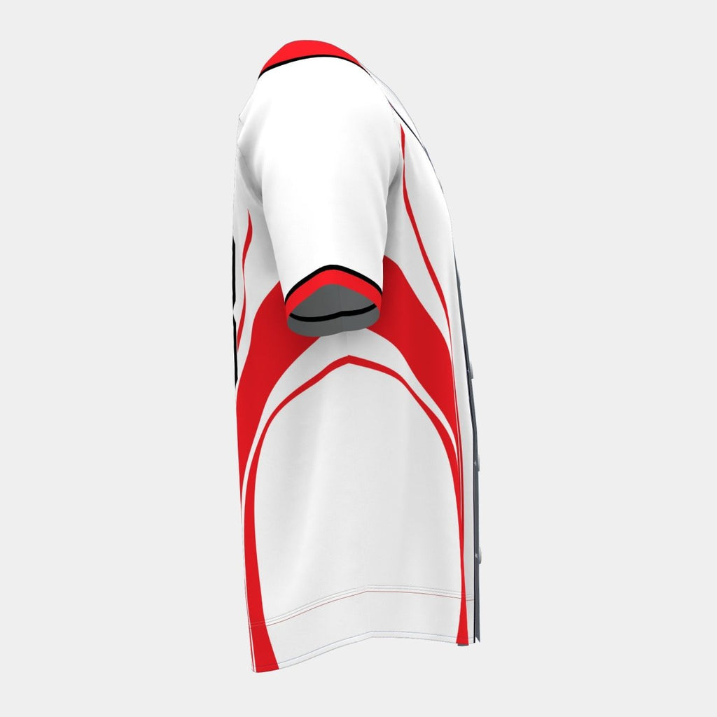 Red Flames Baseball Jersey with Piping - Kit Designer