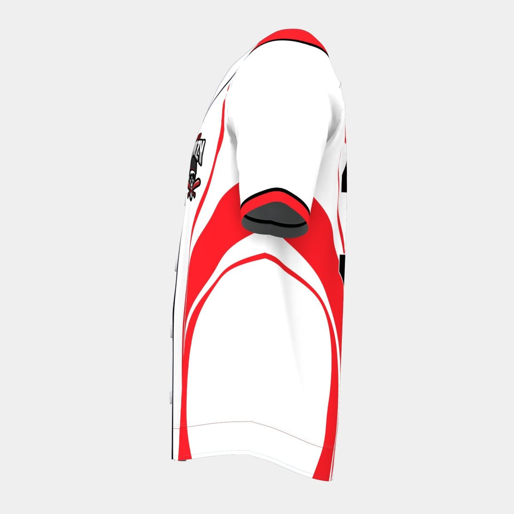 Red Flames Baseball Jersey with Piping - Kit Designer