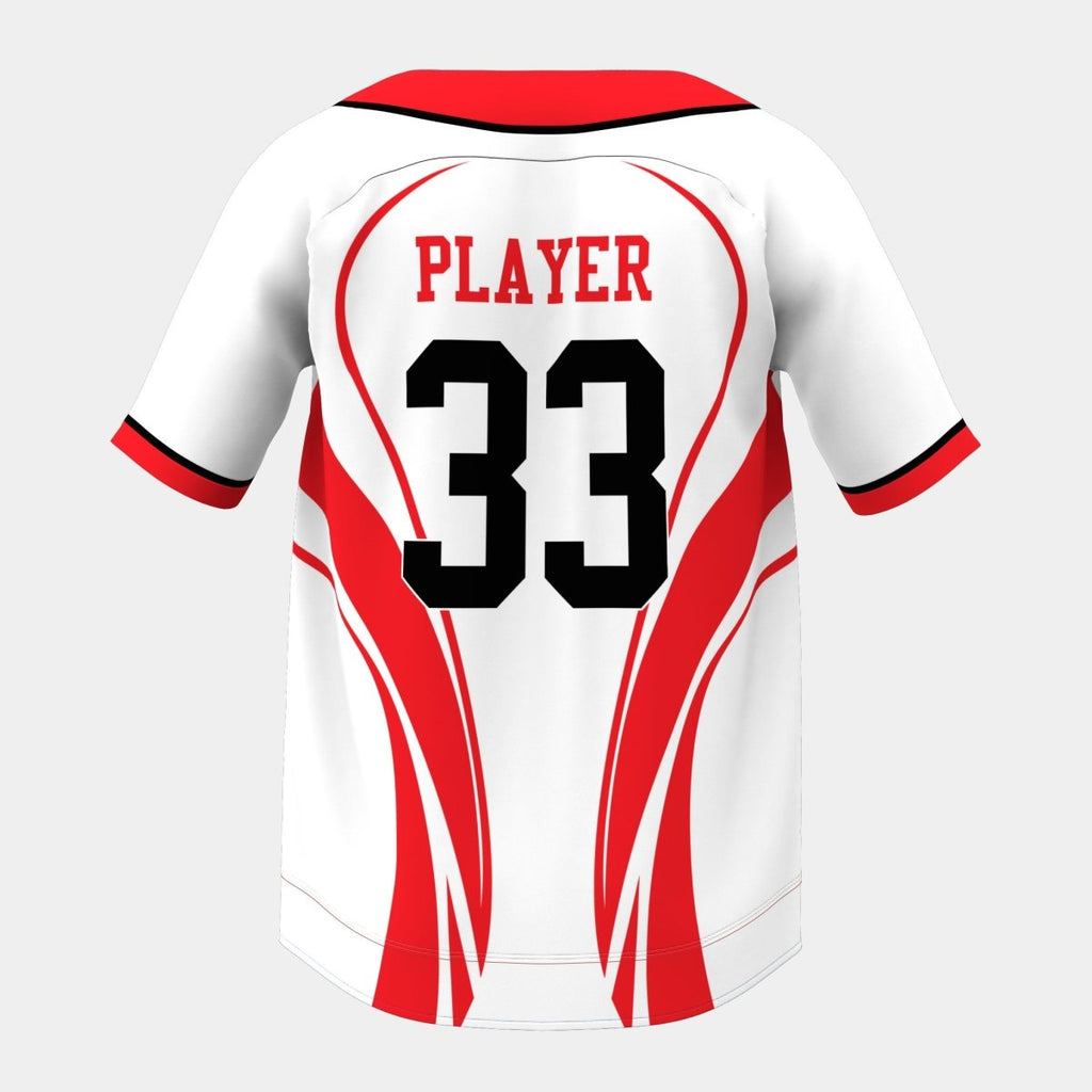 Red Flames Baseball Jersey with Piping - Kit Designer