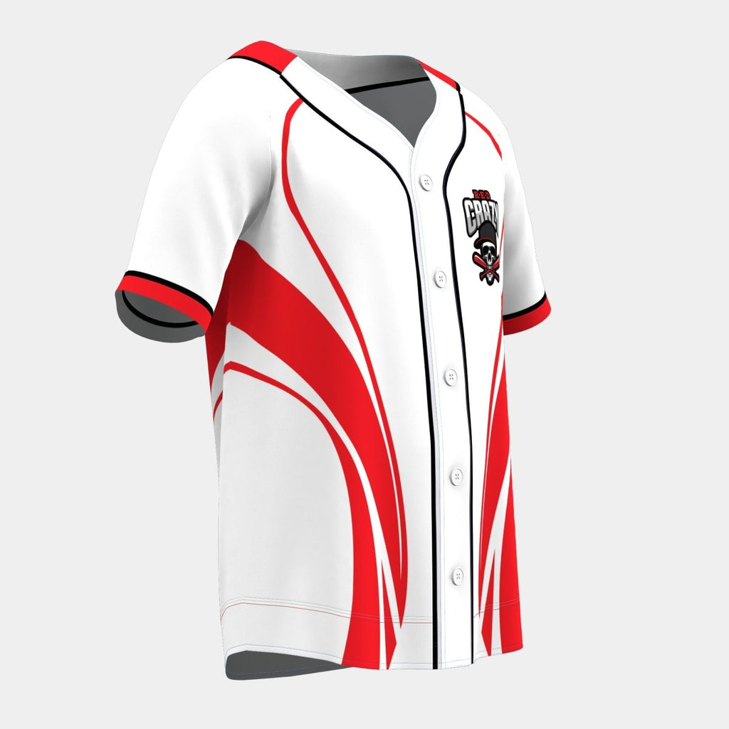 Red Flames Baseball Jersey with Piping - Kit Designer